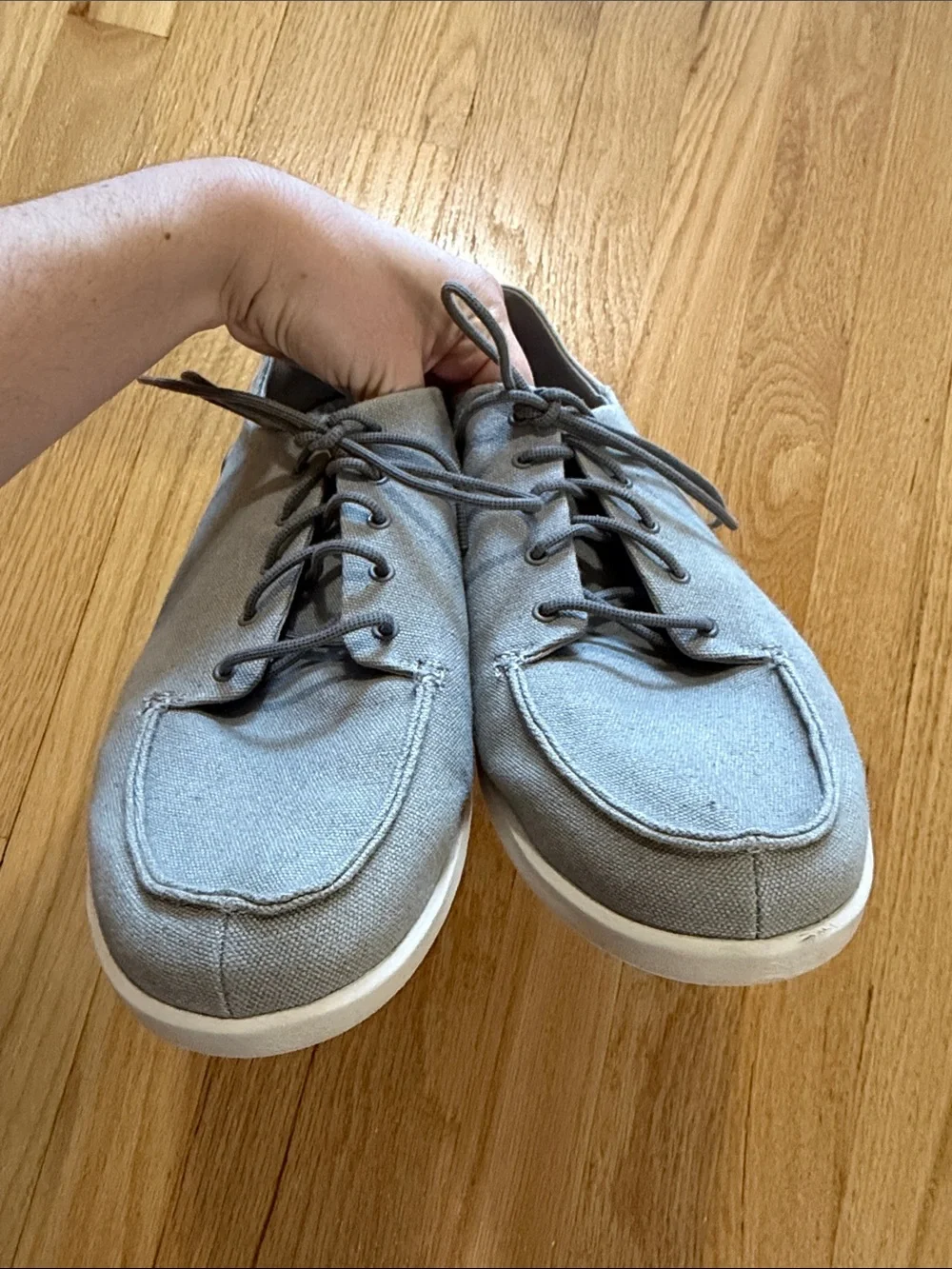 Olukai Mens Gray Canvas Manoa Slip on Shoes Sz 13